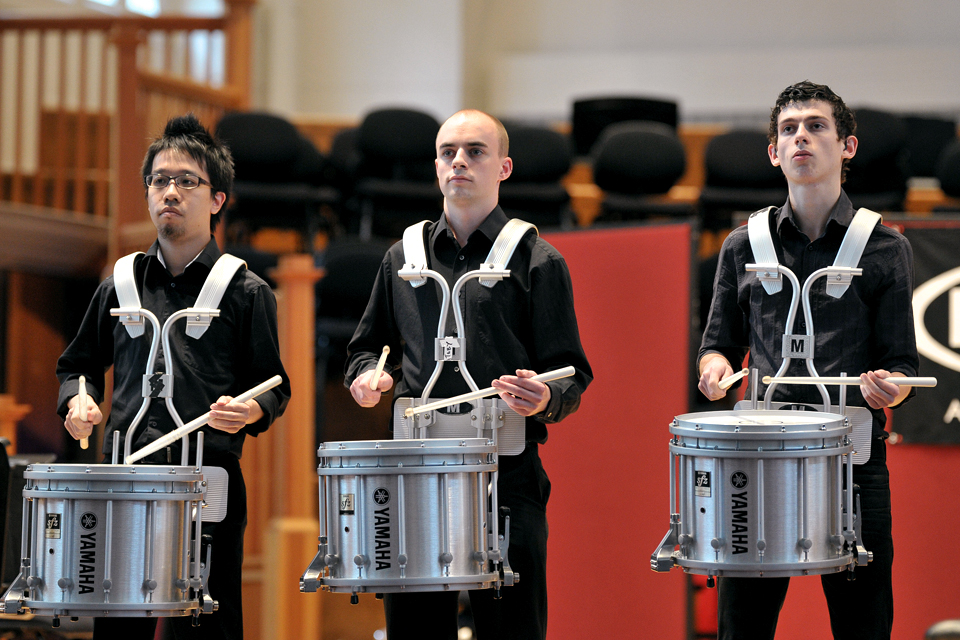 Three members of RCM group Redhocks performing at the RCM Festival of Percussion